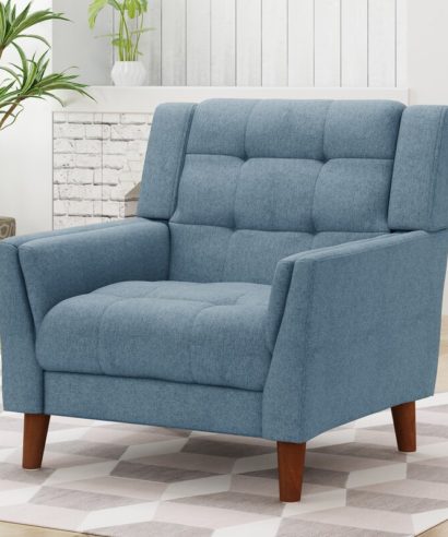 wide tufted armchair