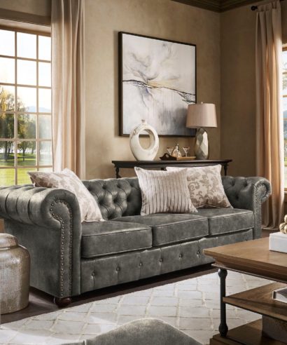 Scroll Arm Chesterfield Sofa