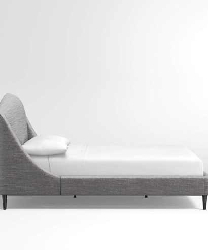 gray upholstered bed
