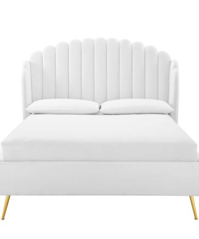 wingback upholstered bed