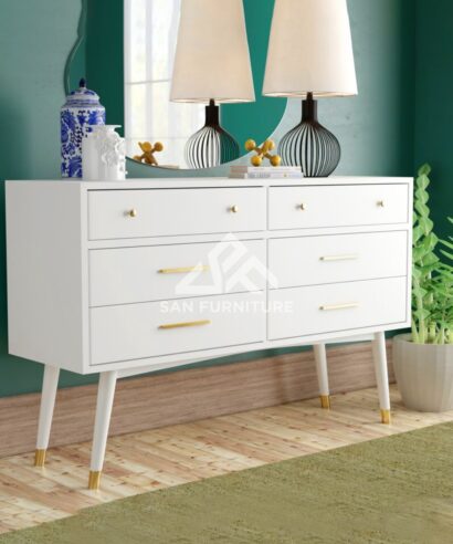 SAN Lyla 6 Drawer Dresser in White