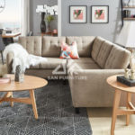 SAN Rivers Khaki Velvet Sectional Couch