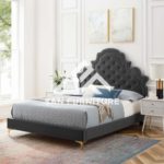 Tufted Velvet Platform Bed