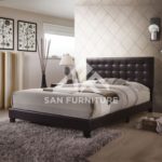 Masate Espresso Leather Upholstered Bed