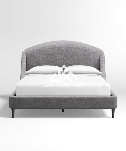 gray upholstered bed