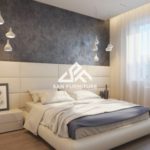 WallPanel Headboard Bed in Beige