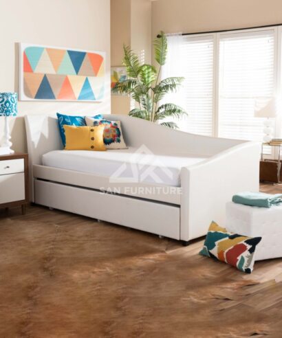 Contemporary Faux Leather Daybed with Trundle