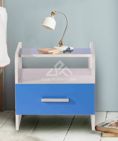 SAN Aqua Splash Bedside Table in White & Blue Finish