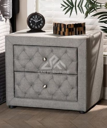 SAN Lepine Grey Fabric Night Stand