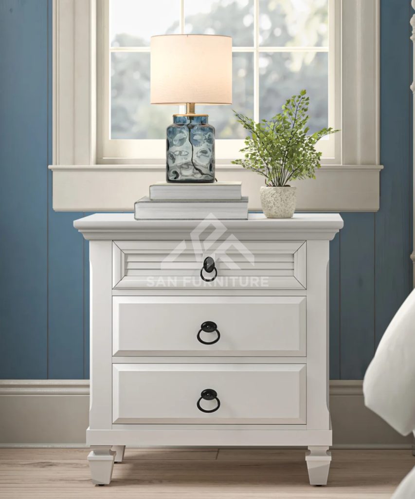 SAN White 3-Drawer Night Stand