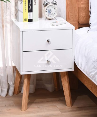 SAN 2 Drawers White Night Stand