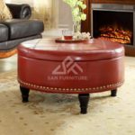 Round Storage Ottoman with Flip Top Surface