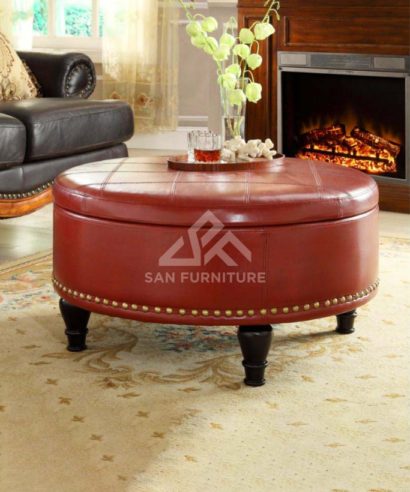 Round Storage Ottoman with Flip Top Surface