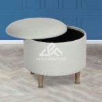 Round Linen Storage Ottoman