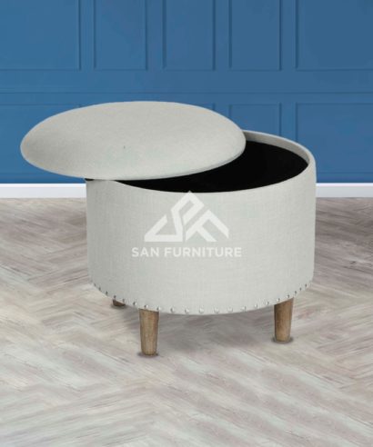 Round Linen Storage Ottoman