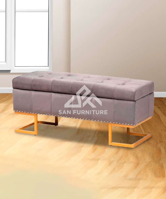 Ellry Luxe Fabric Storage Ottoman Bench