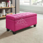 Lila-Fabric Storage Ottoman