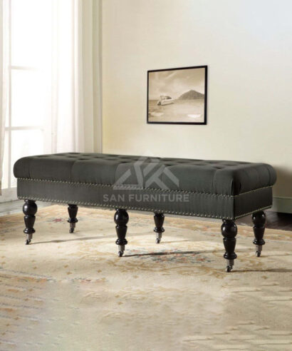 Francesca Dark Grey Tufted Bench