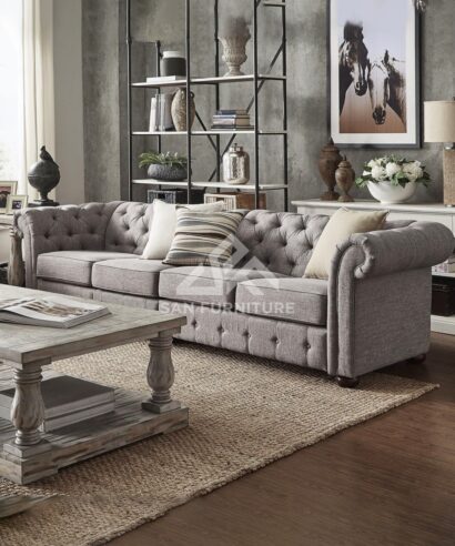 SAN Grey Extra Long Tufted Modular Sofa