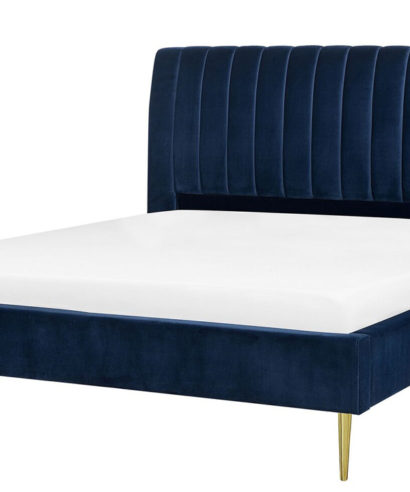 blue wingback bed