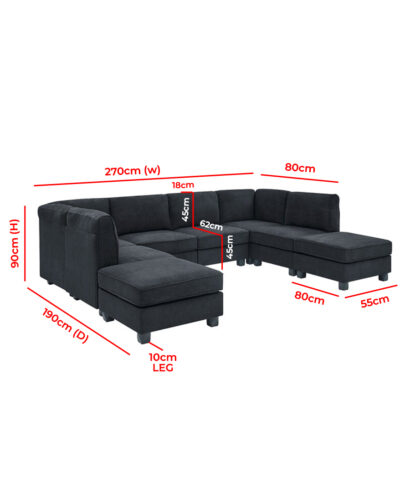 u shaped sectional chaise