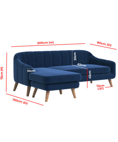 velvet chaise sofa