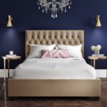 Safina Beige Velvet Bed