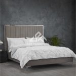 grey velvet king size bed
