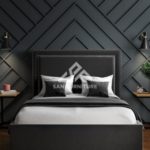 dark grey velvet bed