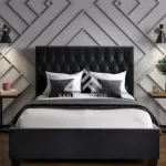 grey velvet chesterfield bed