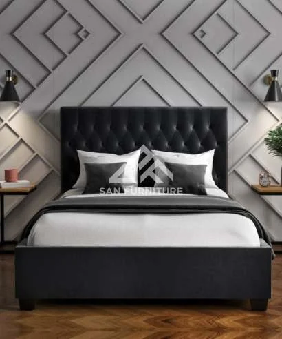 grey velvet chesterfield bed