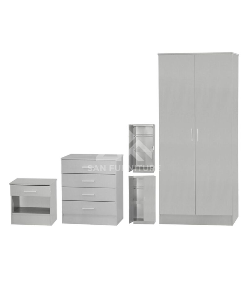 2 Door Wardrobe Set in Grey