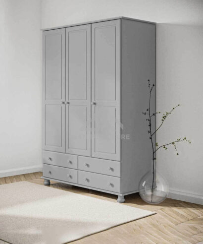 3 Door Wardrobe with Drawers in White