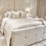 Ashton Cream Velvet Upholstered Chevron Bed