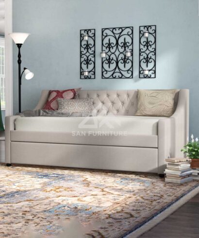 Classic Fabric Upholstered Daybed with Trundle
