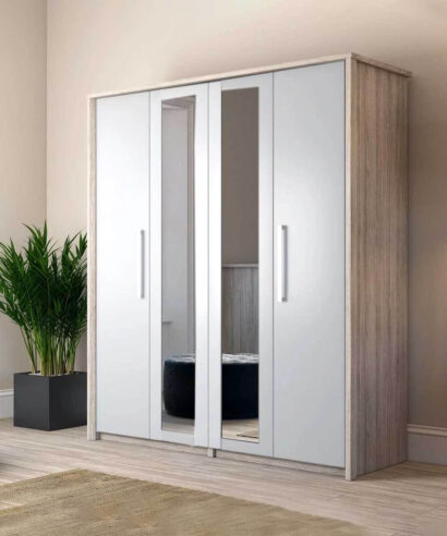 Contemporary Euston 4-Door Wardrobe with Mirrors