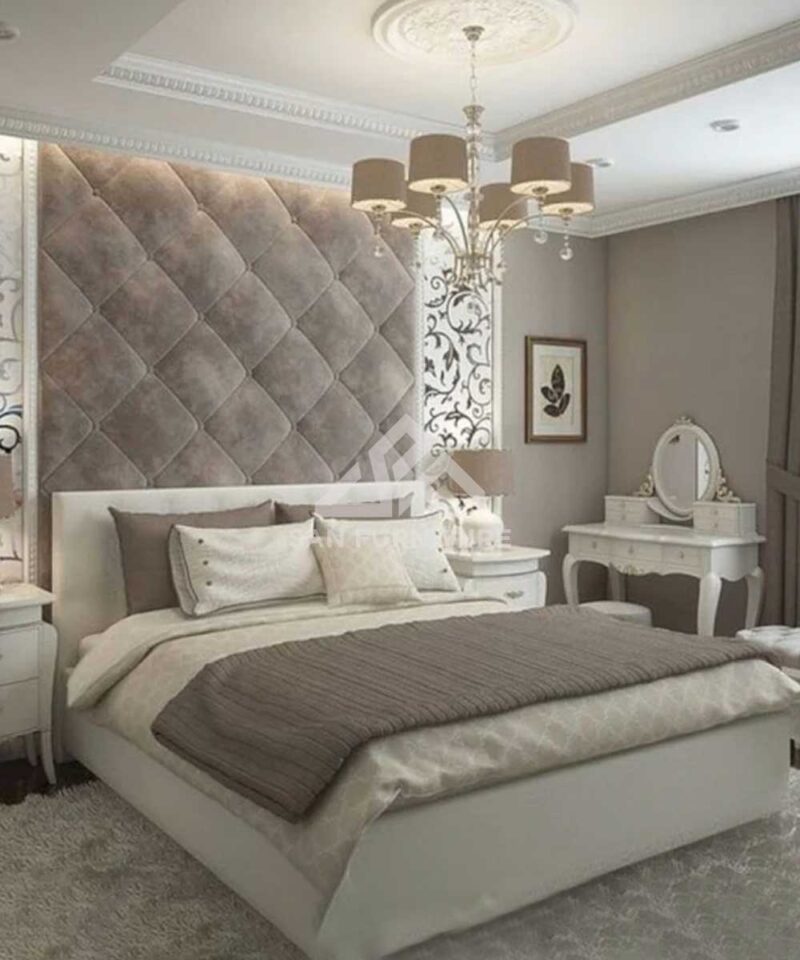 Diamond Fabric Upholstered Luxurious Wall Panel Bed