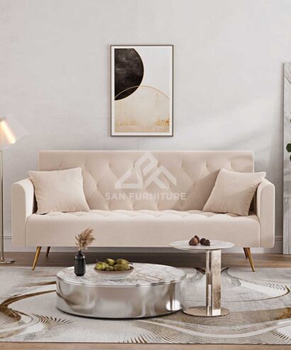 Diamond Tufted Velvet Upholstered Sofa