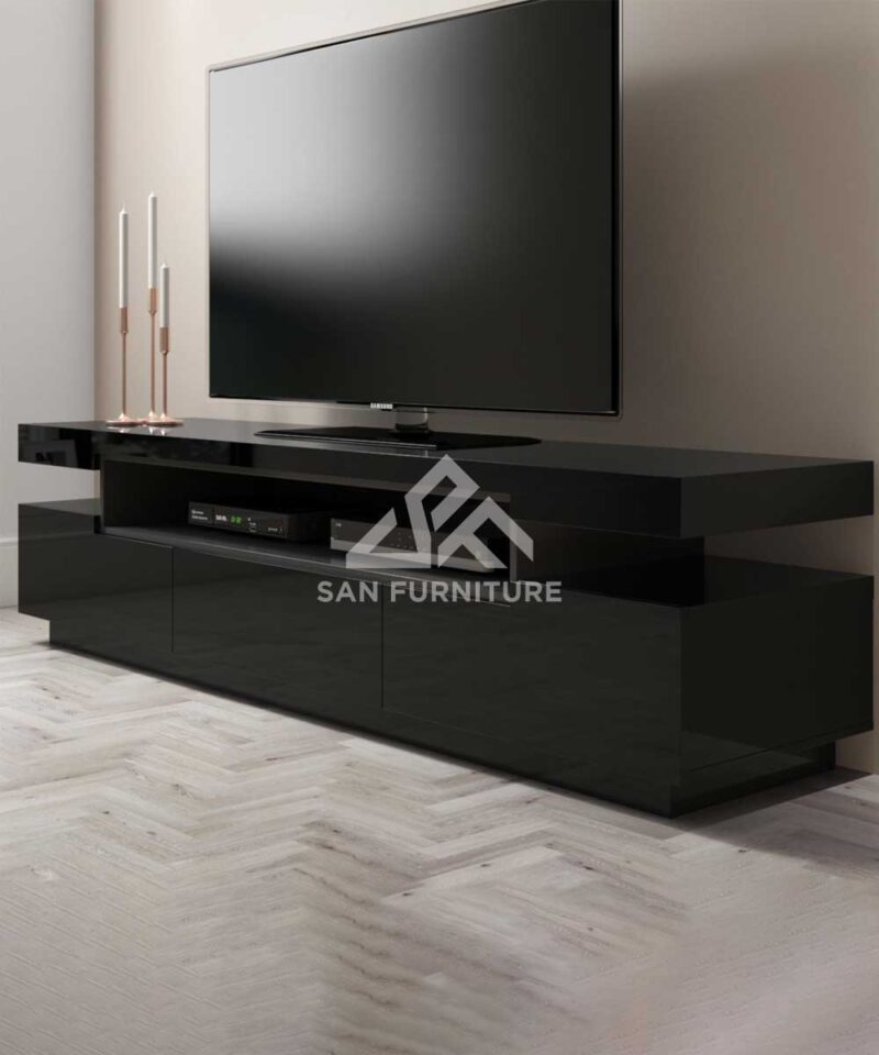 Harlow Large Black Gloss TV Unit with Storage