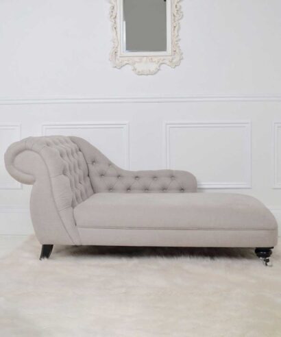 Laurent French Button Tufted Back Chaise Longue