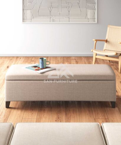 Linen Upholstered Storage Bench