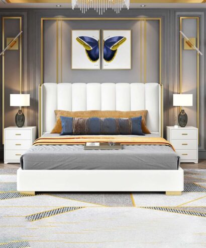 Luxury Design Leather Upholstered Bed