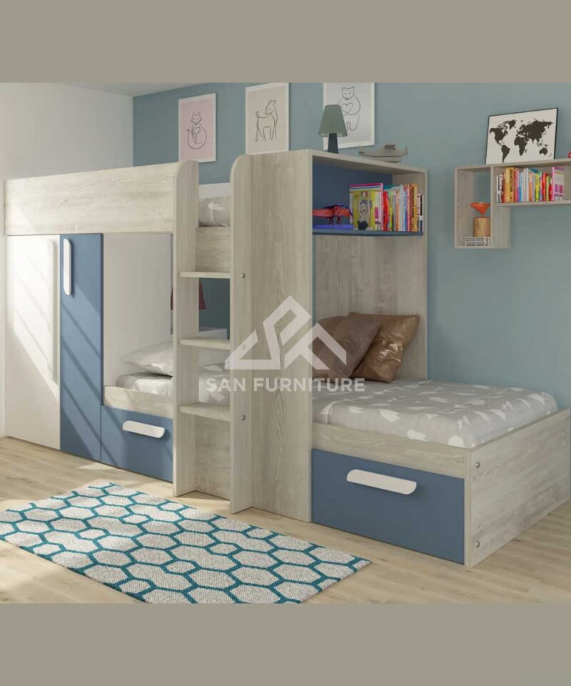 SAN Furniture Bunk Bed with Wardrobe