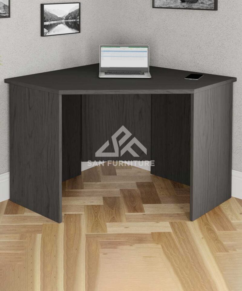 SAN Furniture Dark Grey Washed Oak Corner Desk