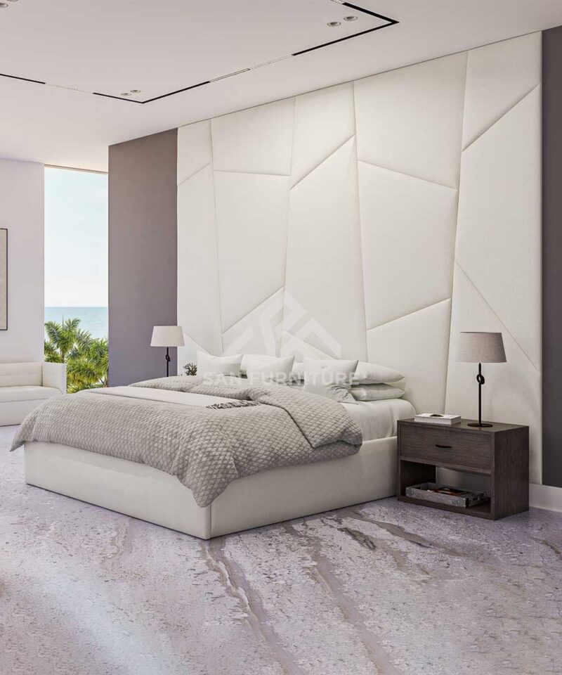 SAN Furniture Luxurious Wall Panel Headboard Bed