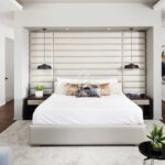 SAN Furniture Wall-Mounted Upholstered Headboard Bed