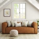 Stylish Vegan Leather Upholstered Couch