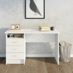 White Functional Office Computer Table with 3 Drawers