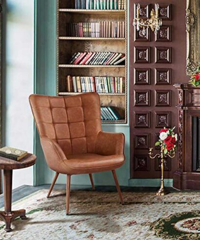 Wingback Faux Leather Armchair