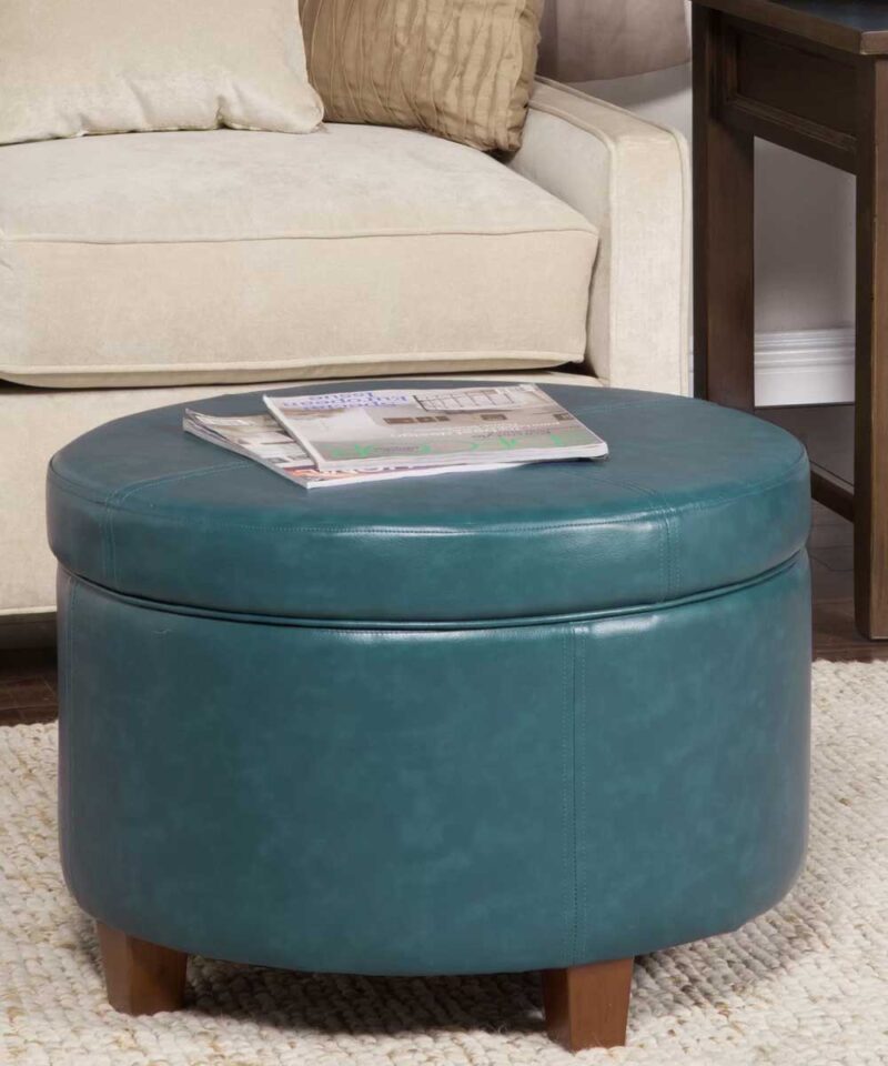 Faux Leather Upholstered Storage Ottoman